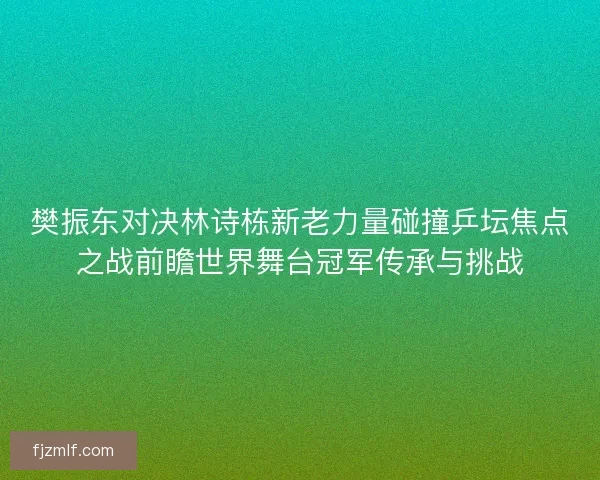 樊振东对决林诗栋新老力量碰撞乒坛焦点之战前瞻世界舞台冠军传承与挑战