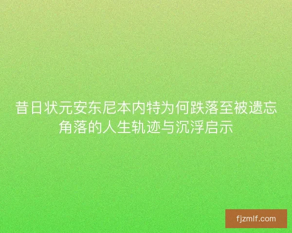 昔日状元安东尼本内特为何跌落至被遗忘角落的人生轨迹与沉浮启示