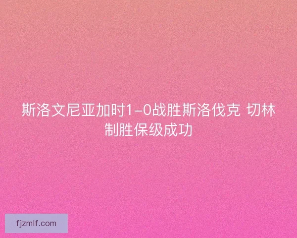 斯洛文尼亚加时1-0战胜斯洛伐克 切林制胜保级成功