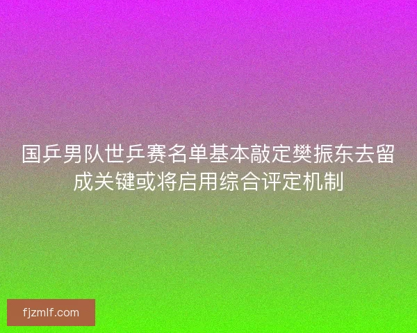 国乒男队世乒赛名单基本敲定樊振东去留成关键或将启用综合评定机制